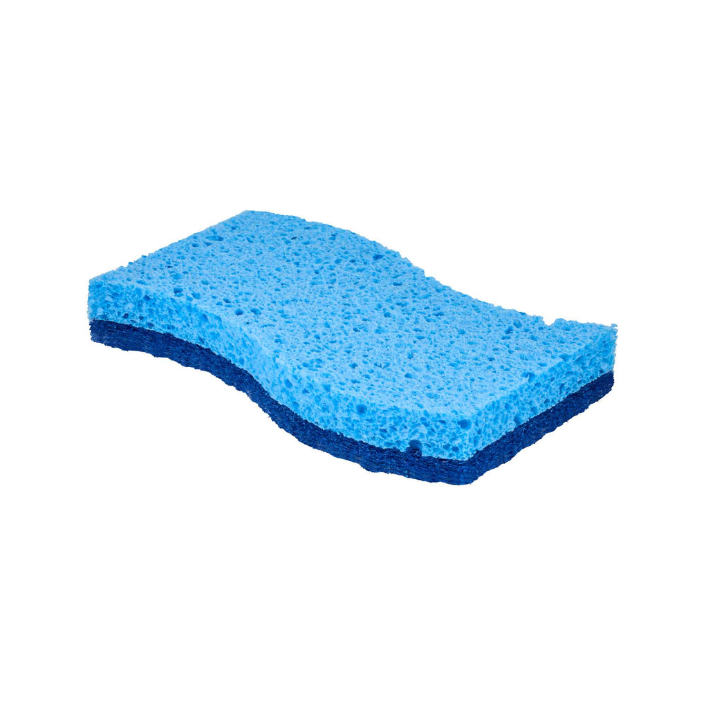 Clean Tek Professional Light Blue Cellulose Sponge / Dark Blue Medium-Duty Scouring Pad Combo - 6" x 3 1/2" x 3/4" - 3 count box