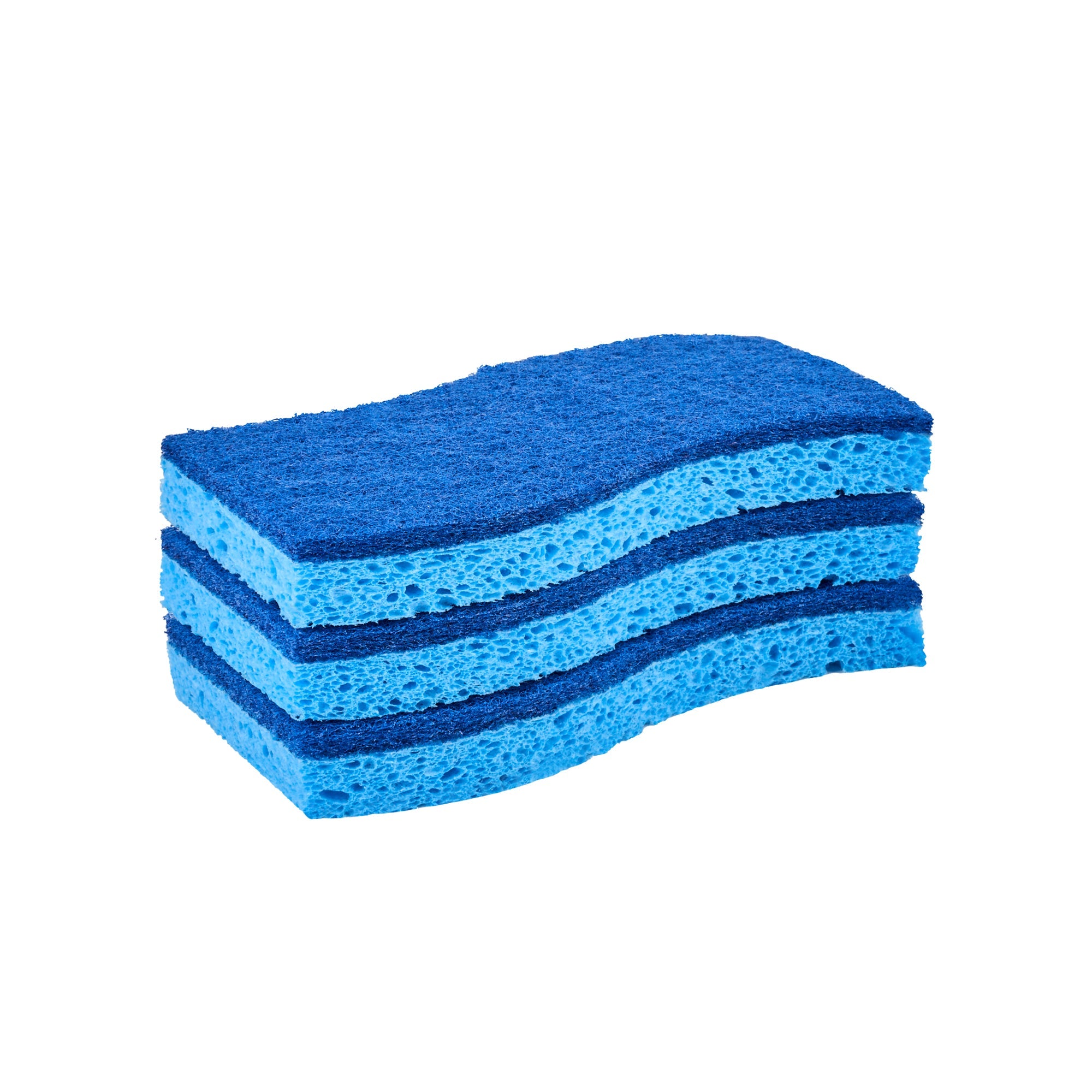 Clean Tek Professional Light Blue Cellulose Sponge / Dark Blue Medium-Duty Scouring Pad Combo - 6" x 3 1/2" x 3/4" - 60 count box