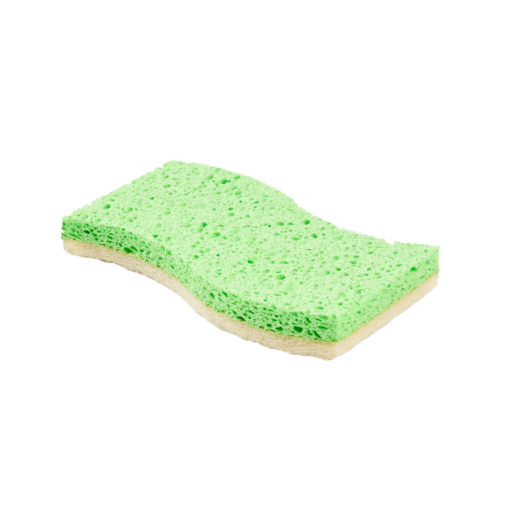 Clean Tek Professional Green Cellulose Sponge / White Light-Duty Scouring Pad Combo - 6" x 3 1/2" x 3/4" - 60 count box