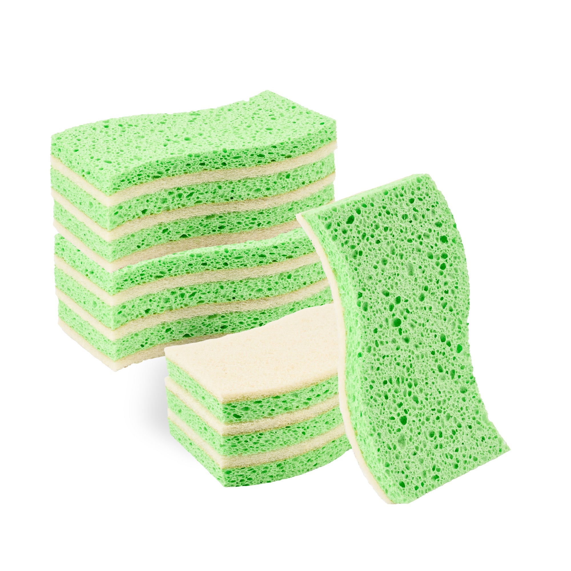 Clean Tek Professional Green Cellulose Sponge / White Light-Duty Scouring Pad Combo - 6" x 3 1/2" x 3/4" - 60 count box