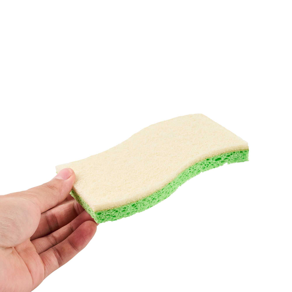 Clean Tek Professional Green Cellulose Sponge / White Light-Duty Scouring Pad Combo - 6" x 3 1/2" x 3/4" - 3 count box