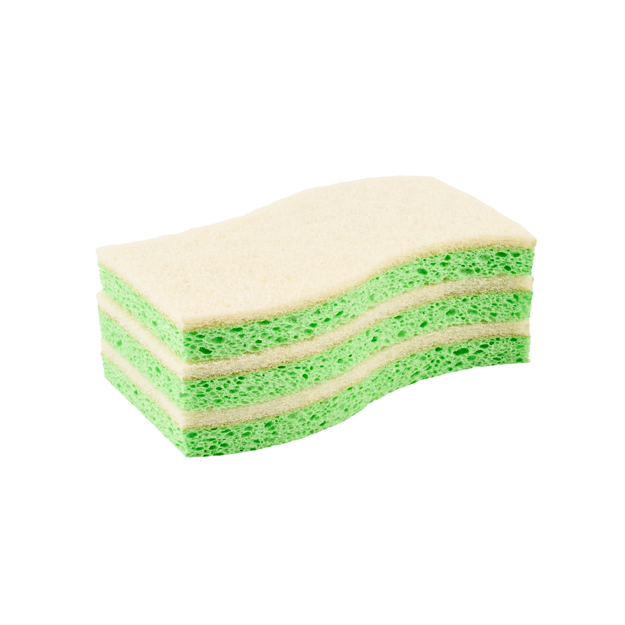 Clean Tek Professional Green Cellulose Sponge / White Light-Duty Scouring Pad Combo - 6" x 3 1/2" x 3/4" - 60 count box