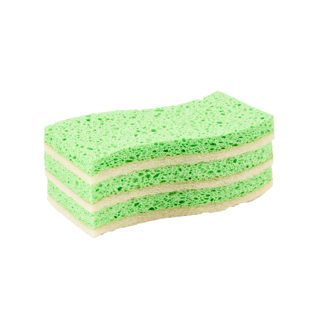 Clean Tek Professional Green Cellulose Sponge / White Light-Duty Scouring Pad Combo - 6" x 3 1/2" x 3/4" - 60 count box