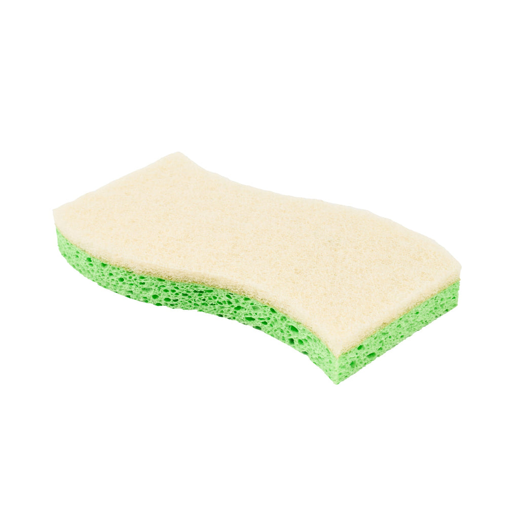 Clean Tek Professional Green Cellulose Sponge / White Light-Duty Scouring Pad Combo - 6" x 3 1/2" x 3/4" - 60 count box