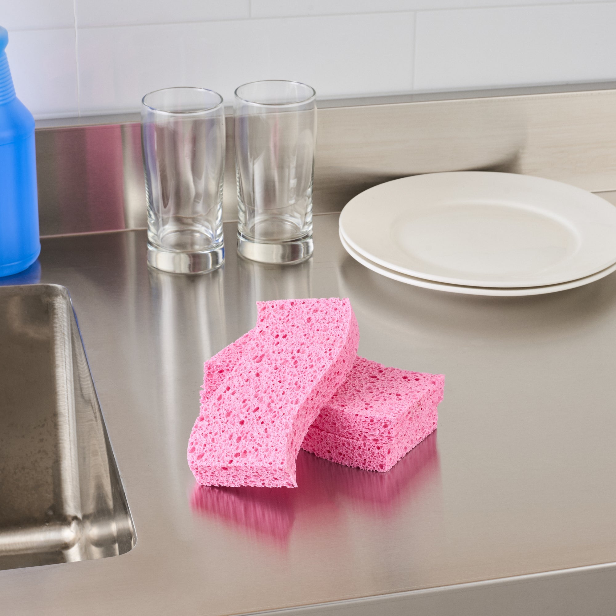 Clean Tek Professional Pink Cellulose Sponge - 6" x 3 1/2" x 3/4" - 60 count box