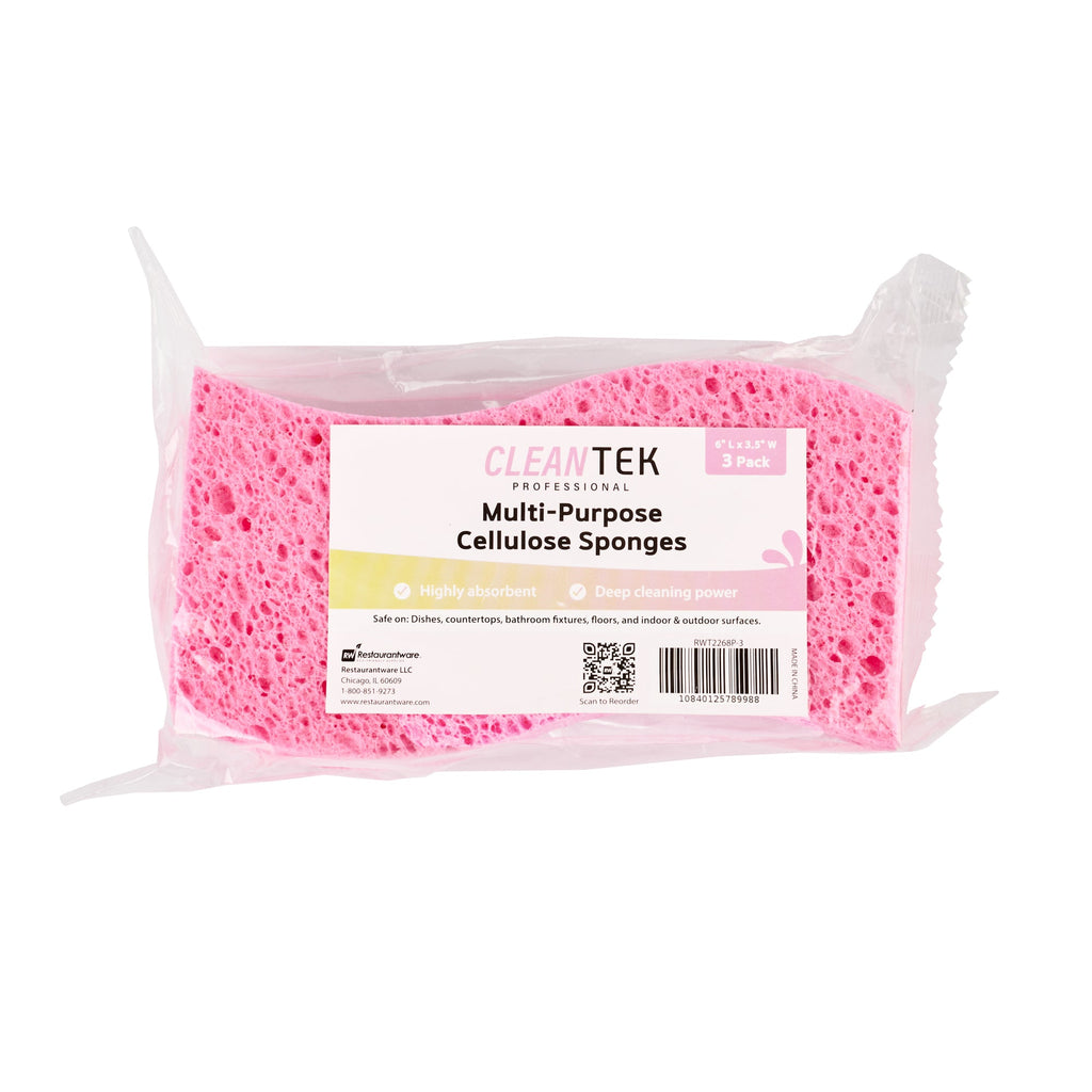 Clean Tek Professional Pink Cellulose Sponge - 6" x 3 1/2" x 3/4" - 60 count box