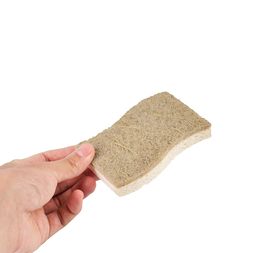 Clean Tek Professional White Cellulose Sponge / Coconut Heavy-Duty Scrubber Combo - Biodegradable - 4 1/2" x 2 3/4" x 3/4" - 3 count box