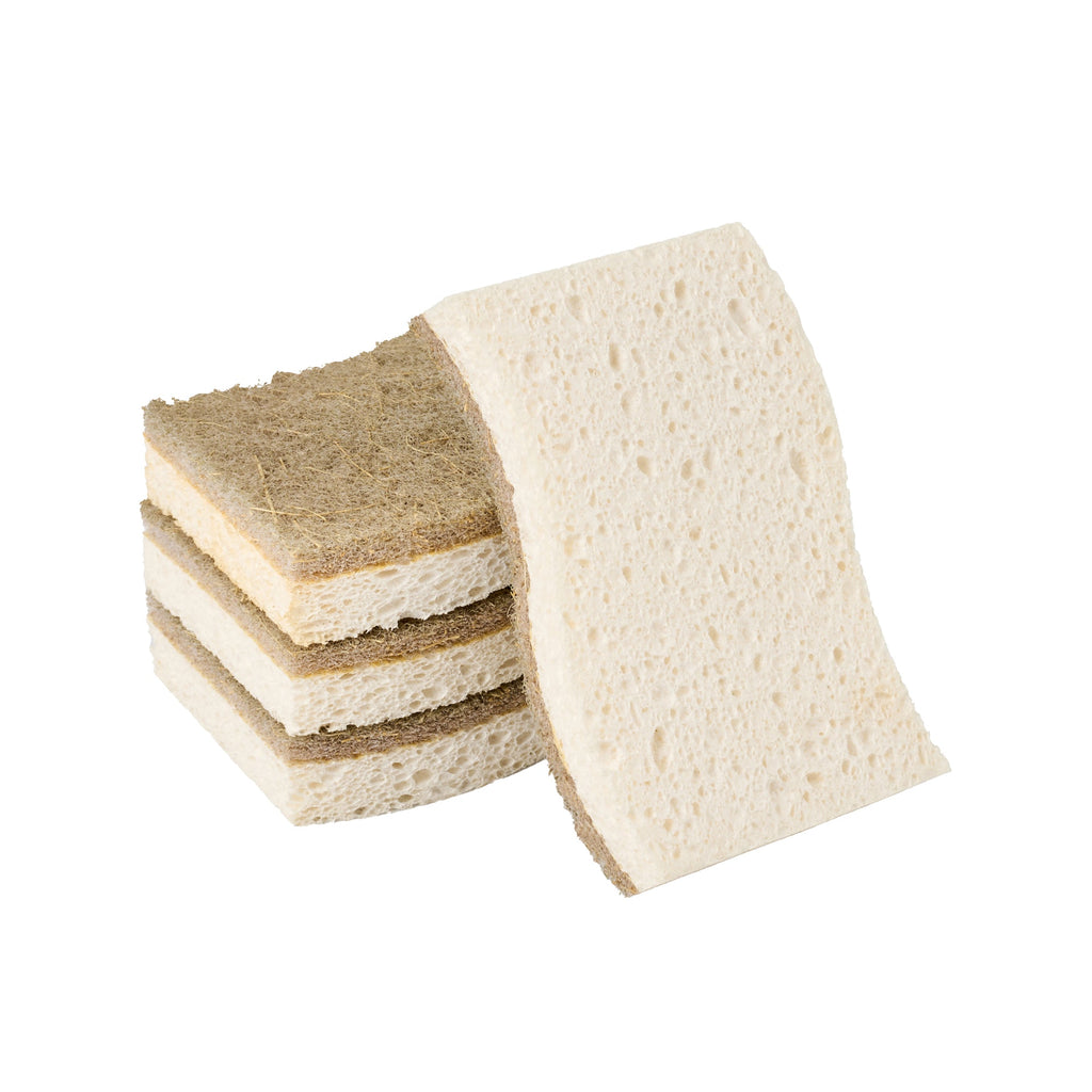 Clean Tek Professional White Cellulose Sponge / Coconut Heavy-Duty Scrubber Combo - Biodegradable - 4 1/2" x 2 3/4" x 3/4" - 24 count box