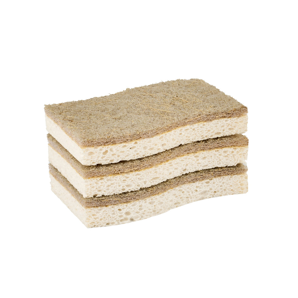 Clean Tek Professional White Cellulose Sponge / Coconut Heavy-Duty Scrubber Combo - Biodegradable - 4 1/2" x 2 3/4" x 3/4" - 24 count box