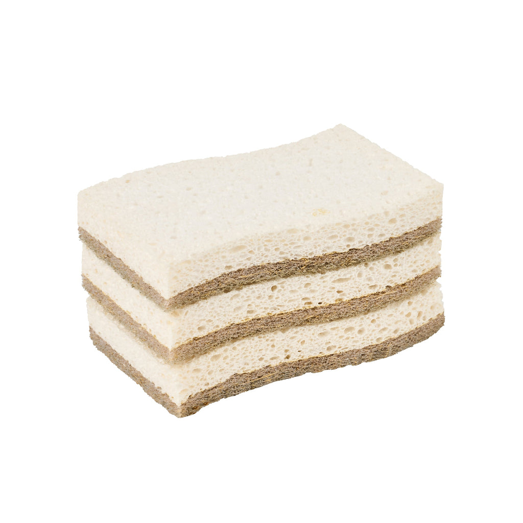 Clean Tek Professional White Cellulose Sponge / Coconut Heavy-Duty Scrubber Combo - Biodegradable - 4 1/2" x 2 3/4" x 3/4" - 24 count box