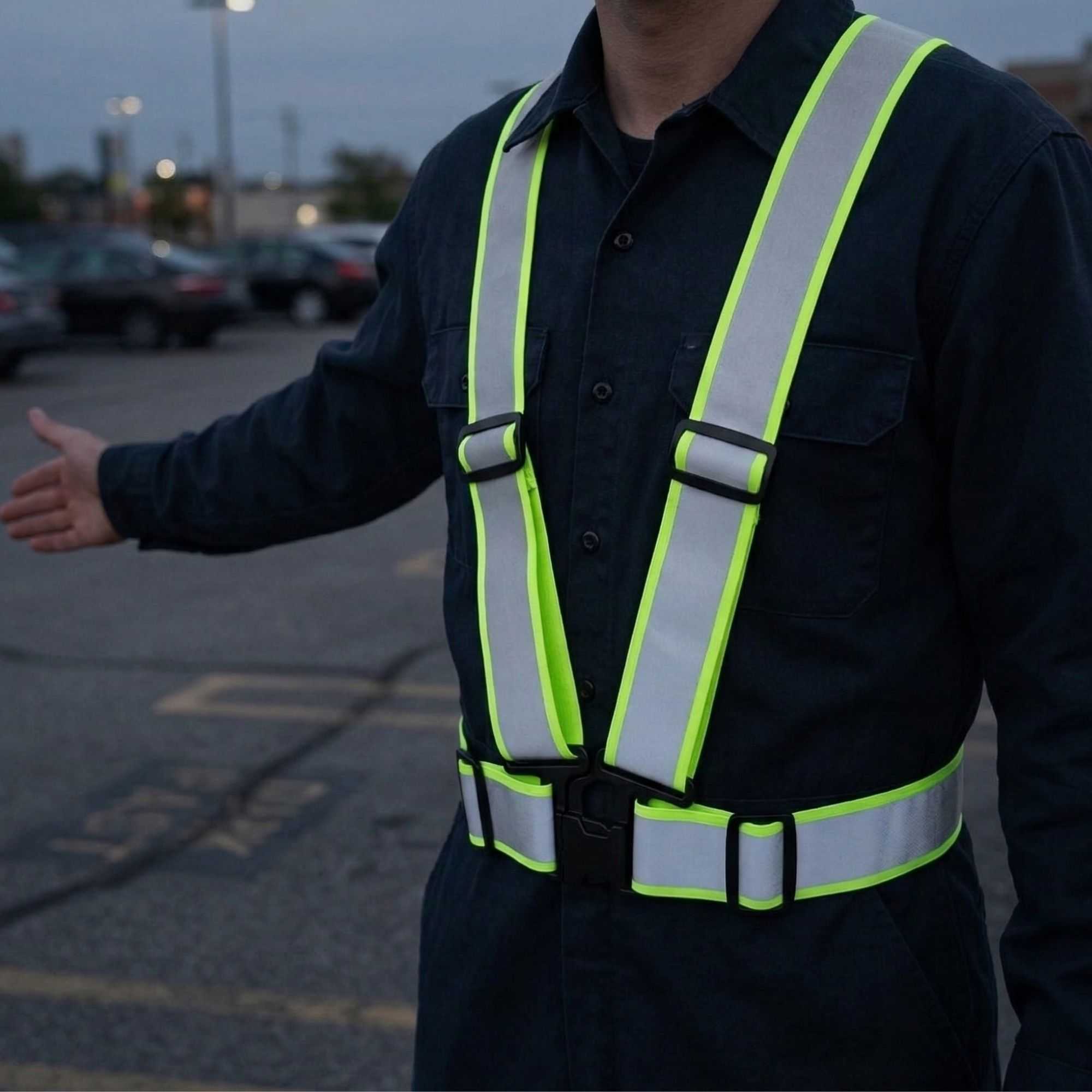 Be Safe Lime High Visibility Safety Suspenders - 1.57" Wide Reflective Tape, One Size Fits Most - 20 count box