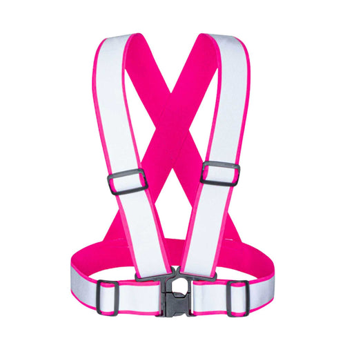 Be Safe Pink High Visibility Safety Suspenders - 1.57" Wide Reflective Tape, One Size Fits Most - 1 count box