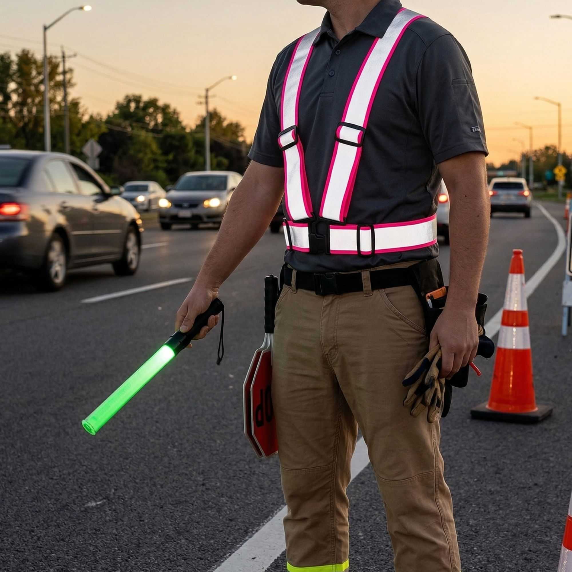 Be Safe Pink High Visibility Safety Suspenders - 1.57" Wide Reflective Tape, One Size Fits Most - 1 count box