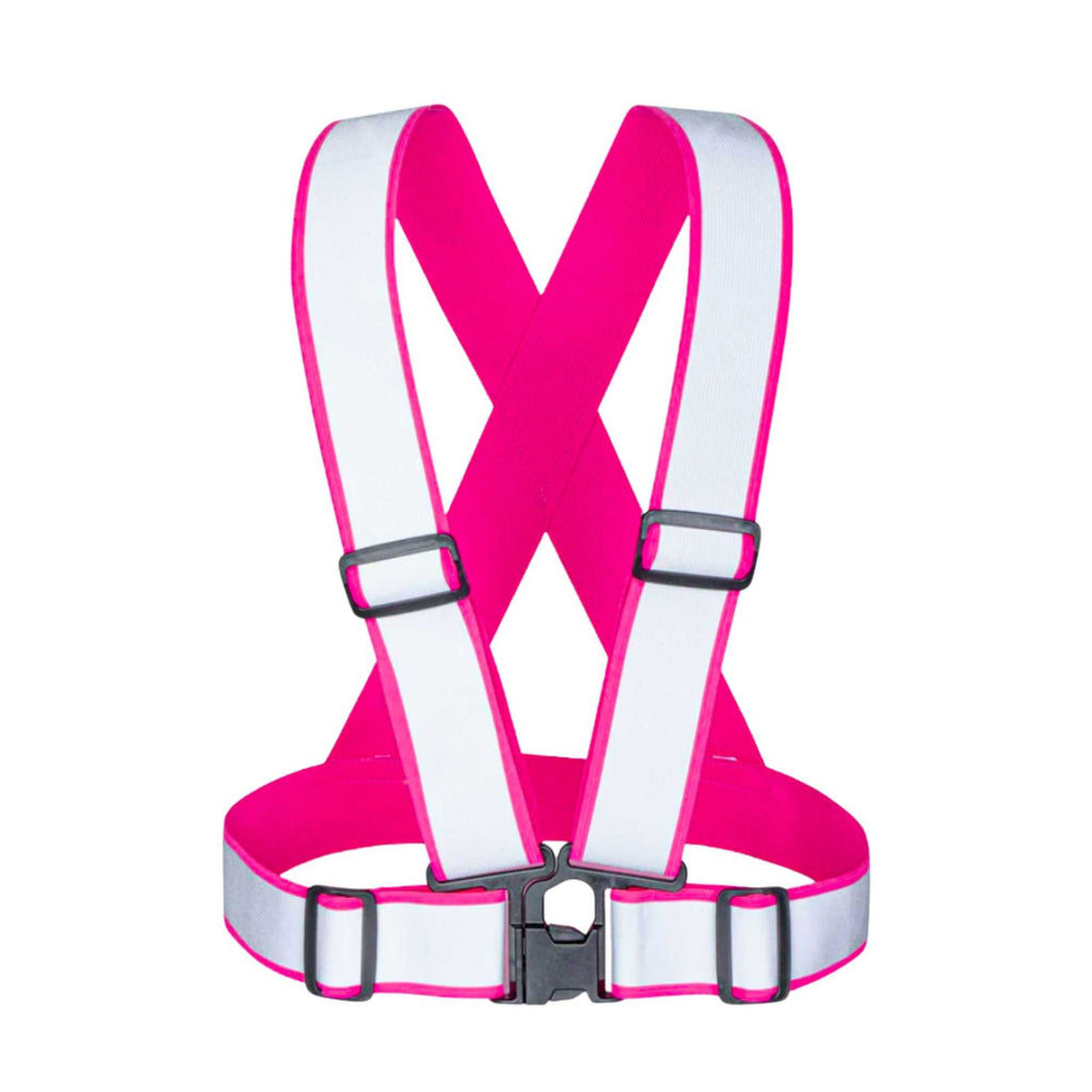 Be Safe Pink High Visibility Safety Suspenders - 1.57" Wide Reflective Tape, One Size Fits Most - 20 count box