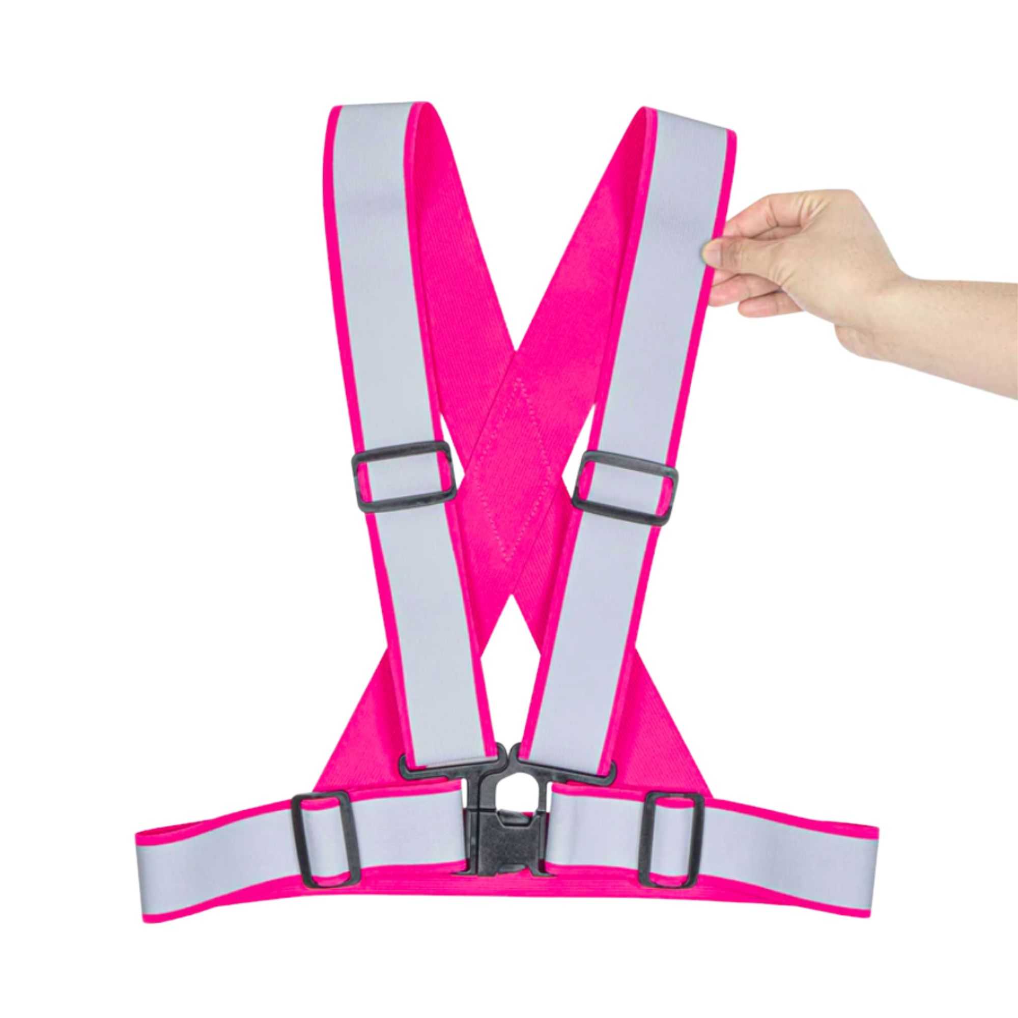 Be Safe Pink High Visibility Safety Suspenders - 1.57" Wide Reflective Tape, One Size Fits Most - 20 count box