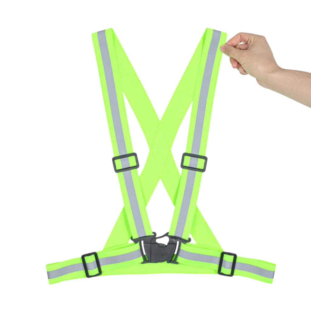 Be Safe Lime High Visibility Safety Suspenders - 0.59" Wide Reflective Tape, One Size Fits Most - 1 count box