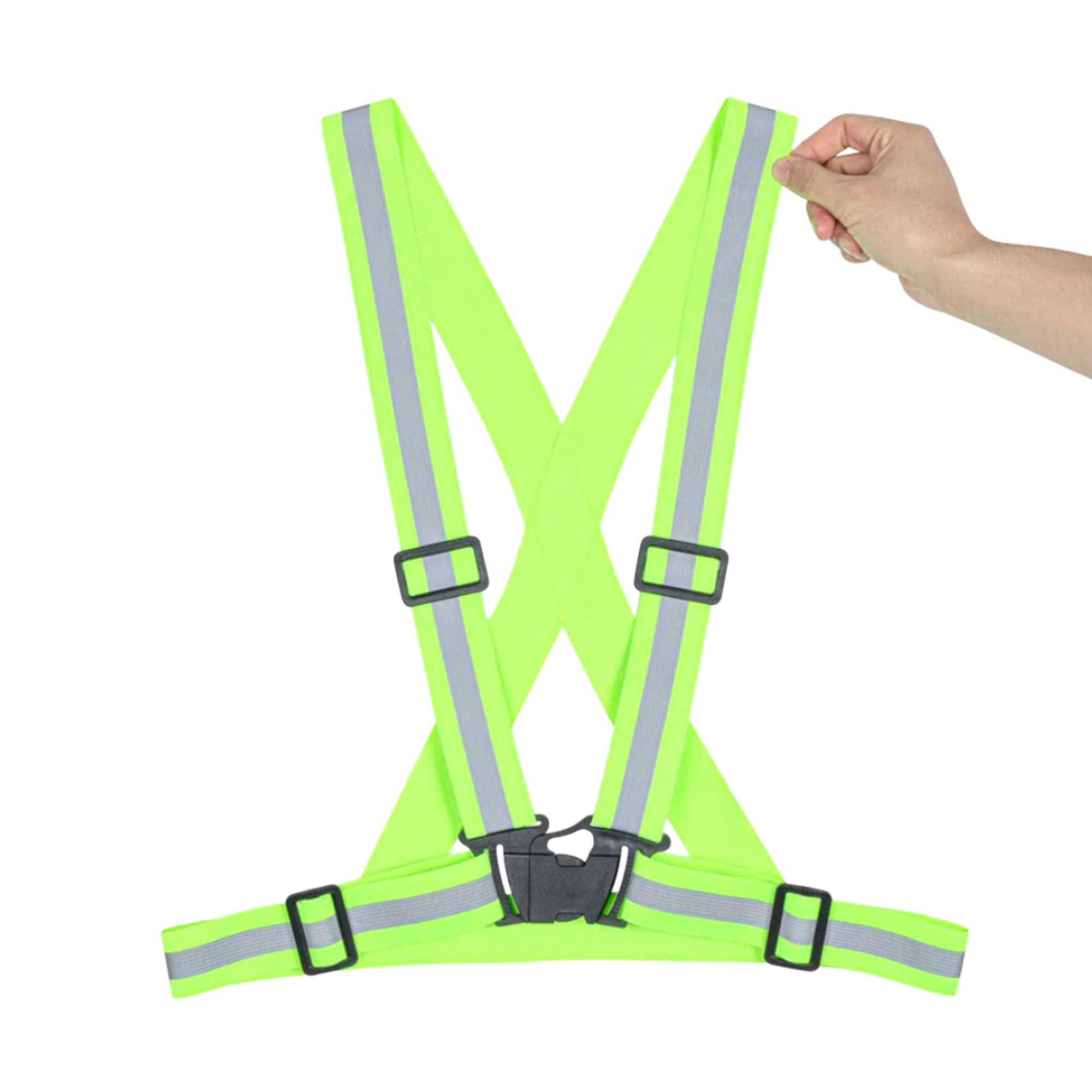 Be Safe Lime High Visibility Safety Suspenders - 0.59" Wide Reflective Tape, One Size Fits Most - 20 count box