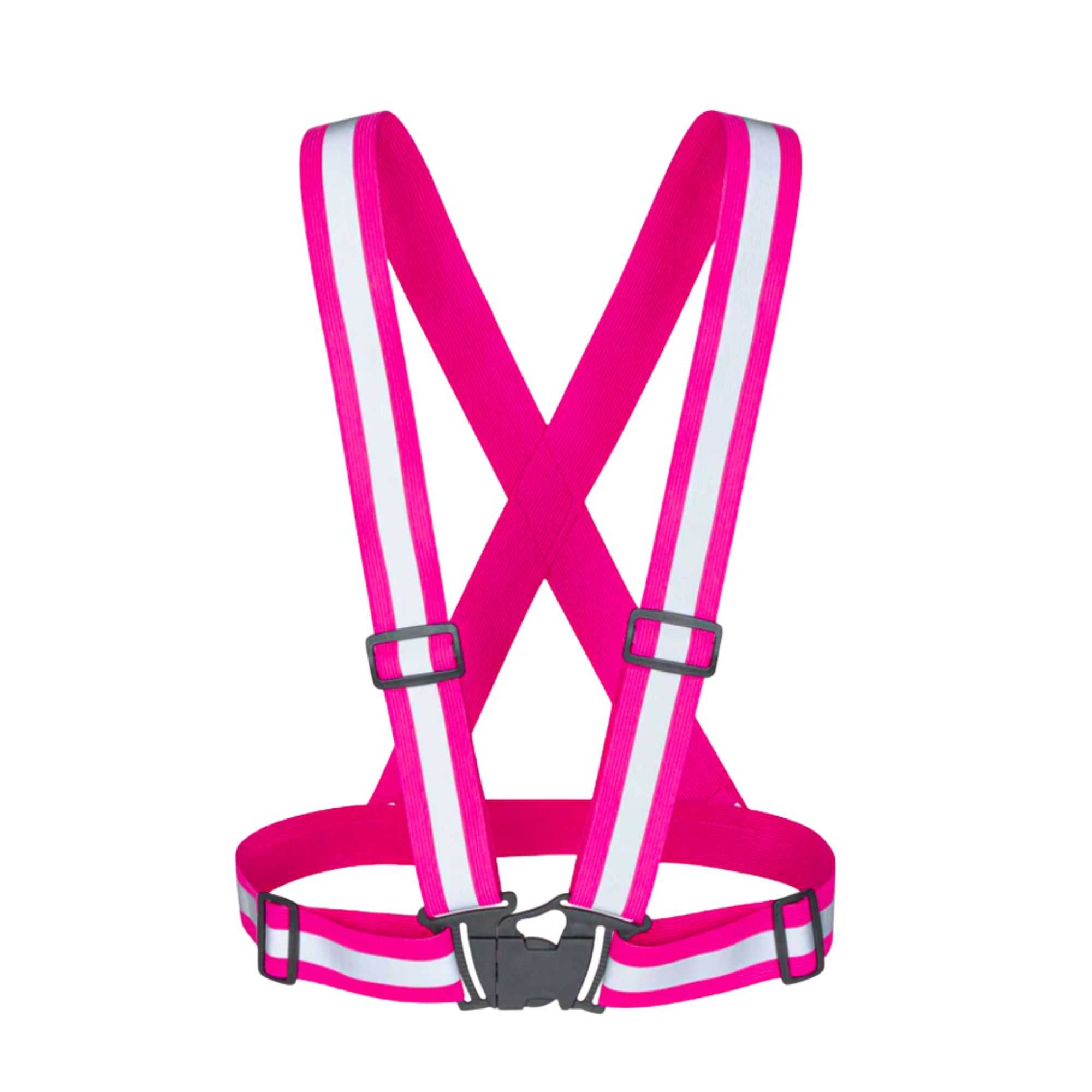 Be Safe Pink High Visibility Safety Suspenders - 0.59" Wide Reflective Tape, One Size Fits Most - 1 count box