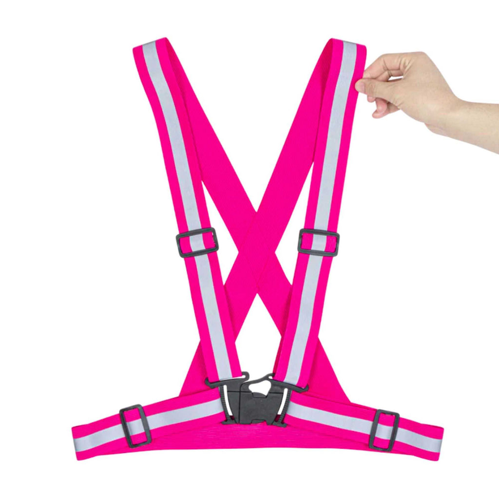 Be Safe Pink High Visibility Safety Suspenders - 0.59" Wide Reflective Tape, One Size Fits Most - 1 count box