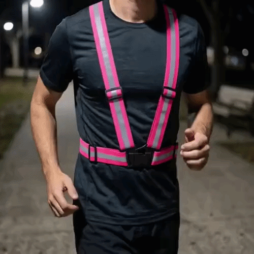 Be Safe Pink High Visibility Safety Suspenders - 0.59" Wide Reflective Tape, One Size Fits Most - 20 count box