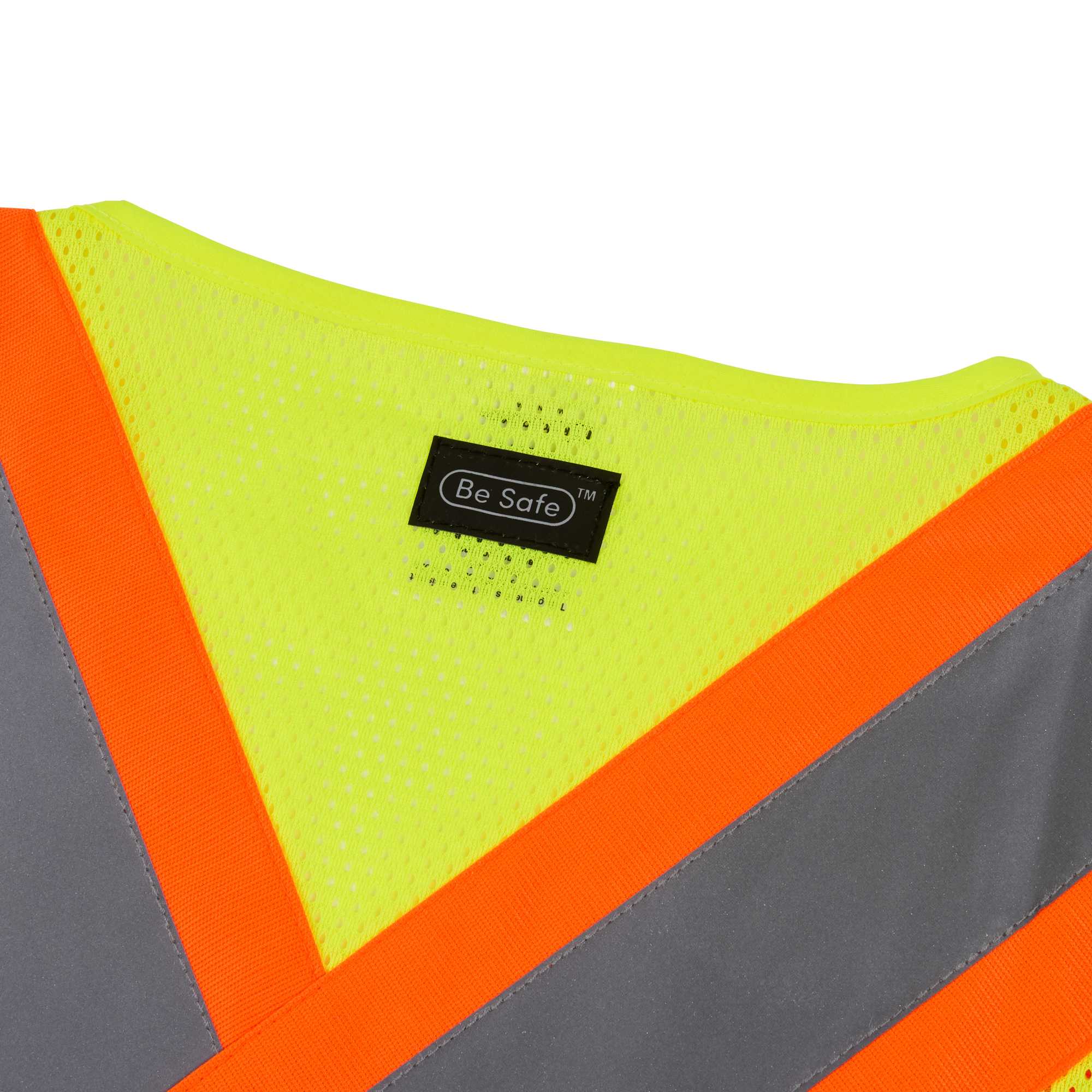 Be Safe Type R Class 2 Lime 4XL/5XL High Visibility X-Back Reflective Tape Mesh Safety Vest - Zipper Closure - 1 count box