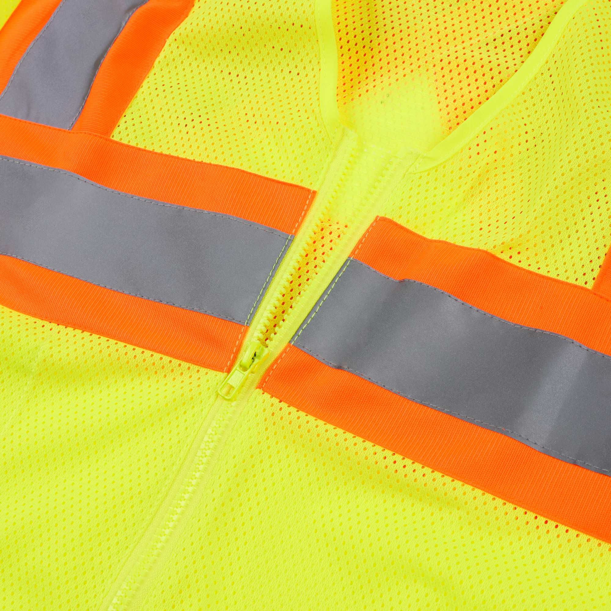 Be Safe Type R Class 2 Lime 4XL/5XL High Visibility X-Back Reflective Tape Mesh Safety Vest - Zipper Closure - 1 count box