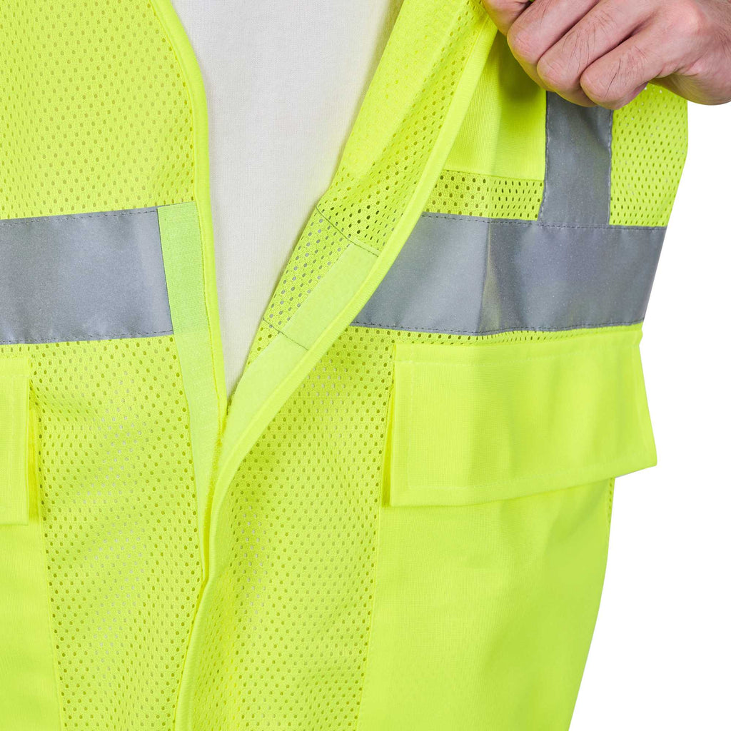 Be Safe Type R Class 2 Lime S/M High Visibility Mesh Safety Vest - Hook/Loop Closure, Reflective Tape - 1 count box
