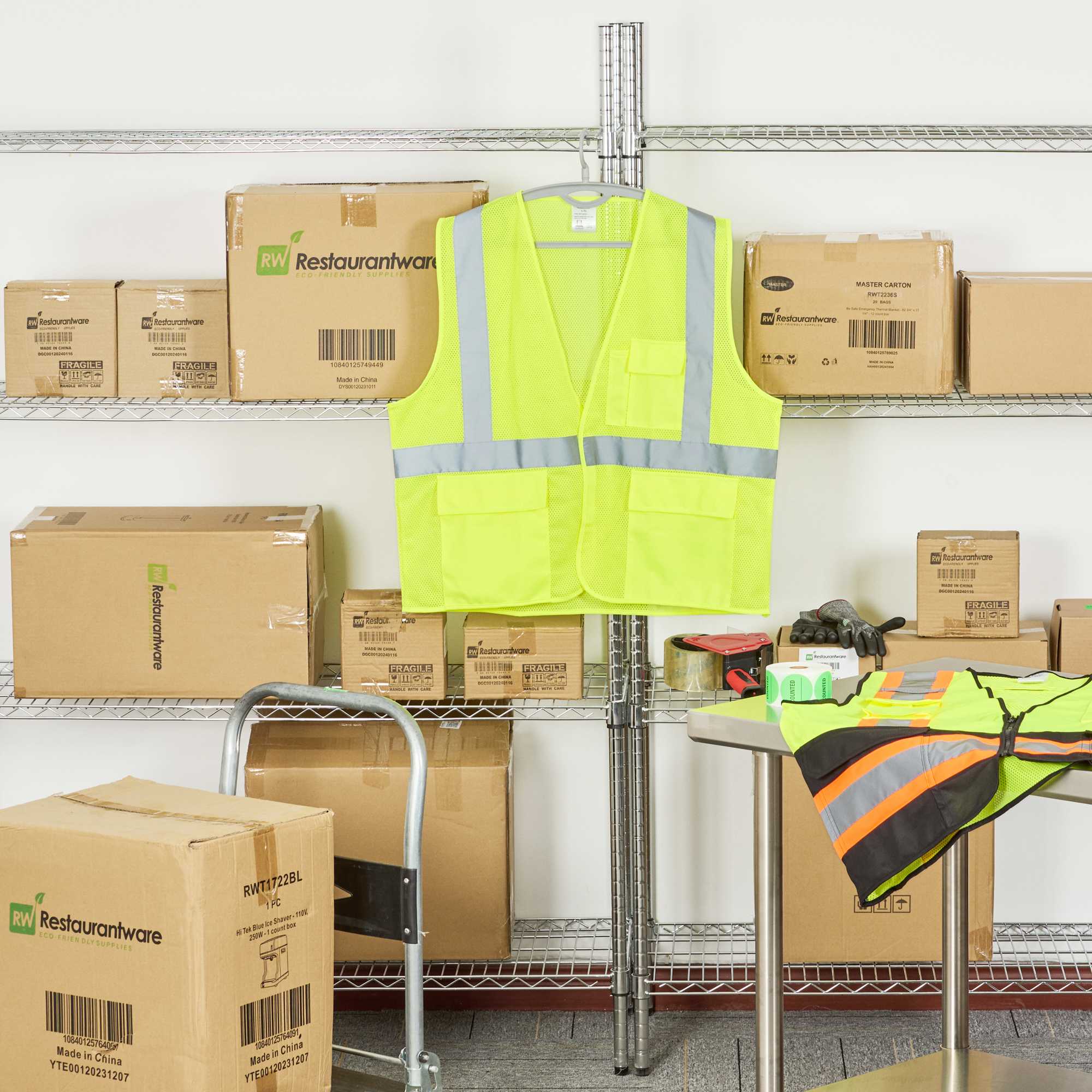 Be Safe Type R Class 2 Lime S/M High Visibility Mesh Safety Vest - Hook/Loop Closure, Reflective Tape - 1 count box