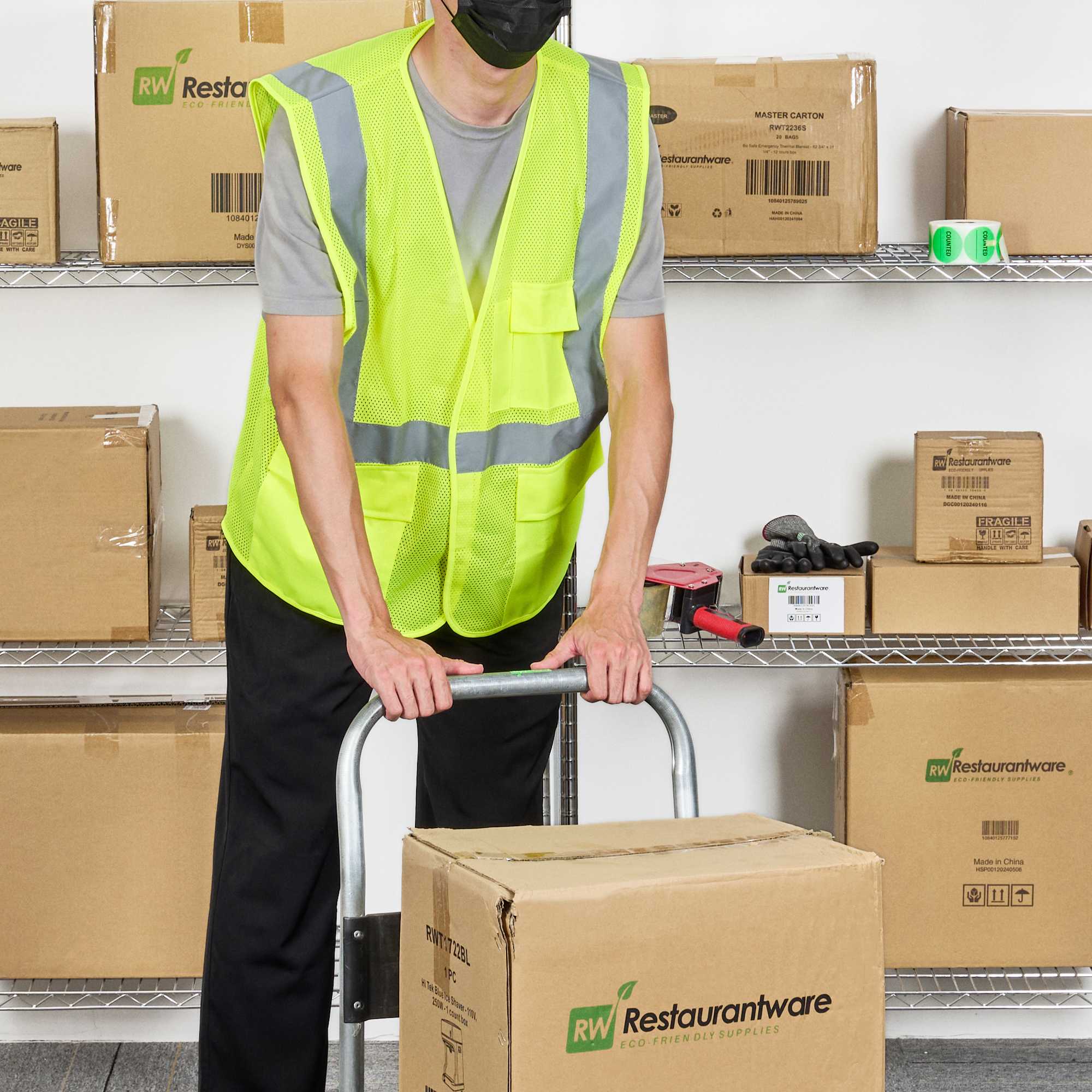 Be Safe Type R Class 2 Lime S/M High Visibility Mesh Safety Vest - Hook/Loop Closure, Reflective Tape - 1 count box