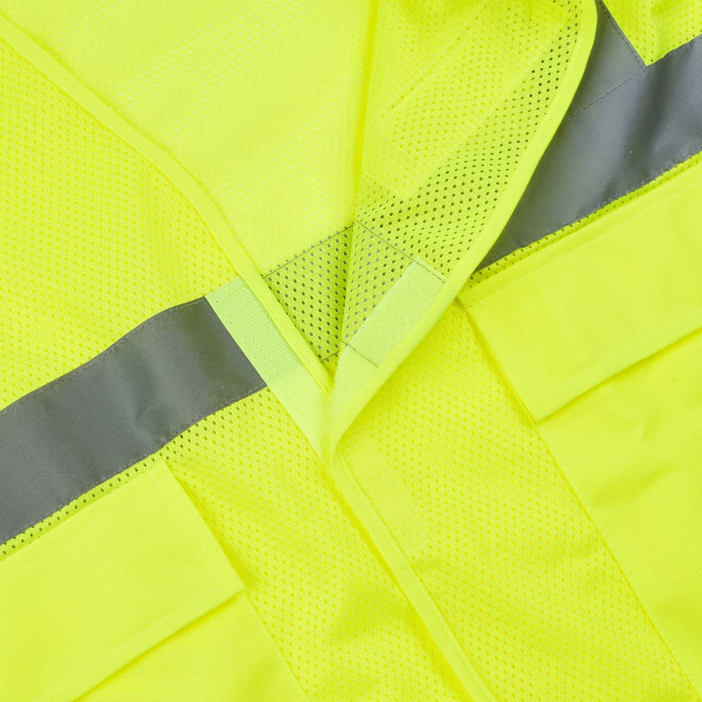 Be Safe Type R Class 2 Lime S/M High Visibility Mesh Safety Vest - Hook/Loop Closure, Reflective Tape - 20 count box
