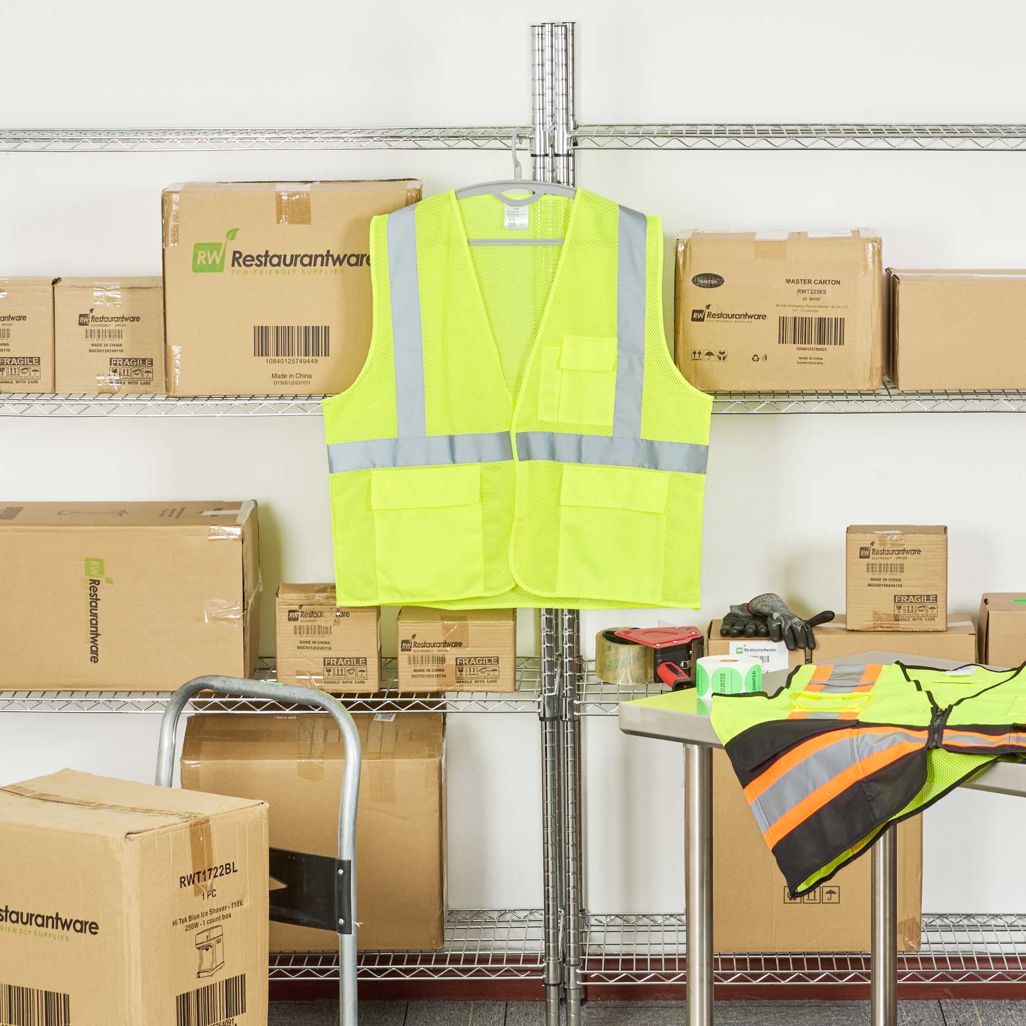 Be Safe Type R Class 2 Lime L/XL High Visibility Mesh Safety Vest - Hook/Loop Closure, Reflective Tape - 1 count box