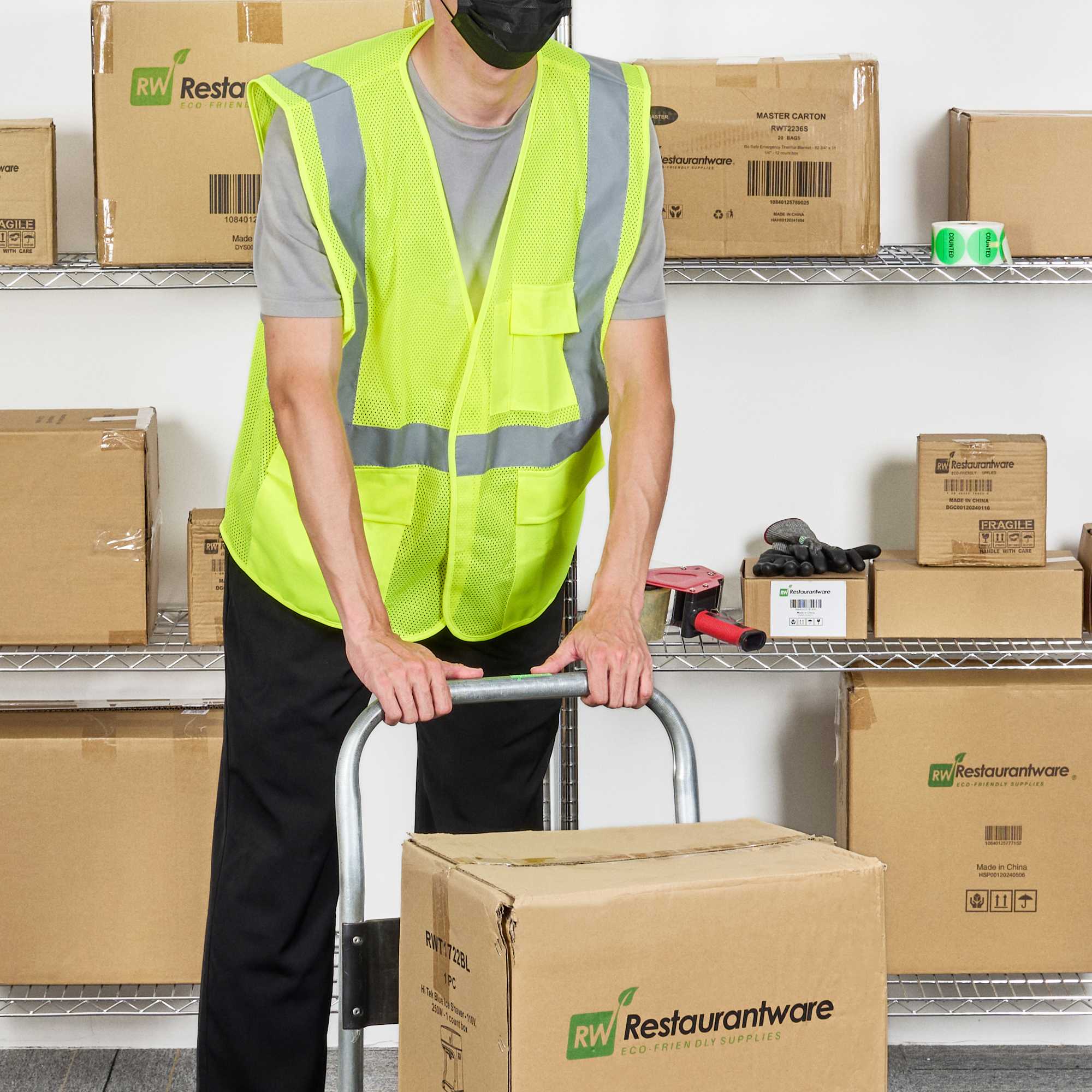Be Safe Type R Class 2 Lime L/XL High Visibility Mesh Safety Vest - Hook/Loop Closure, Reflective Tape - 20 count box