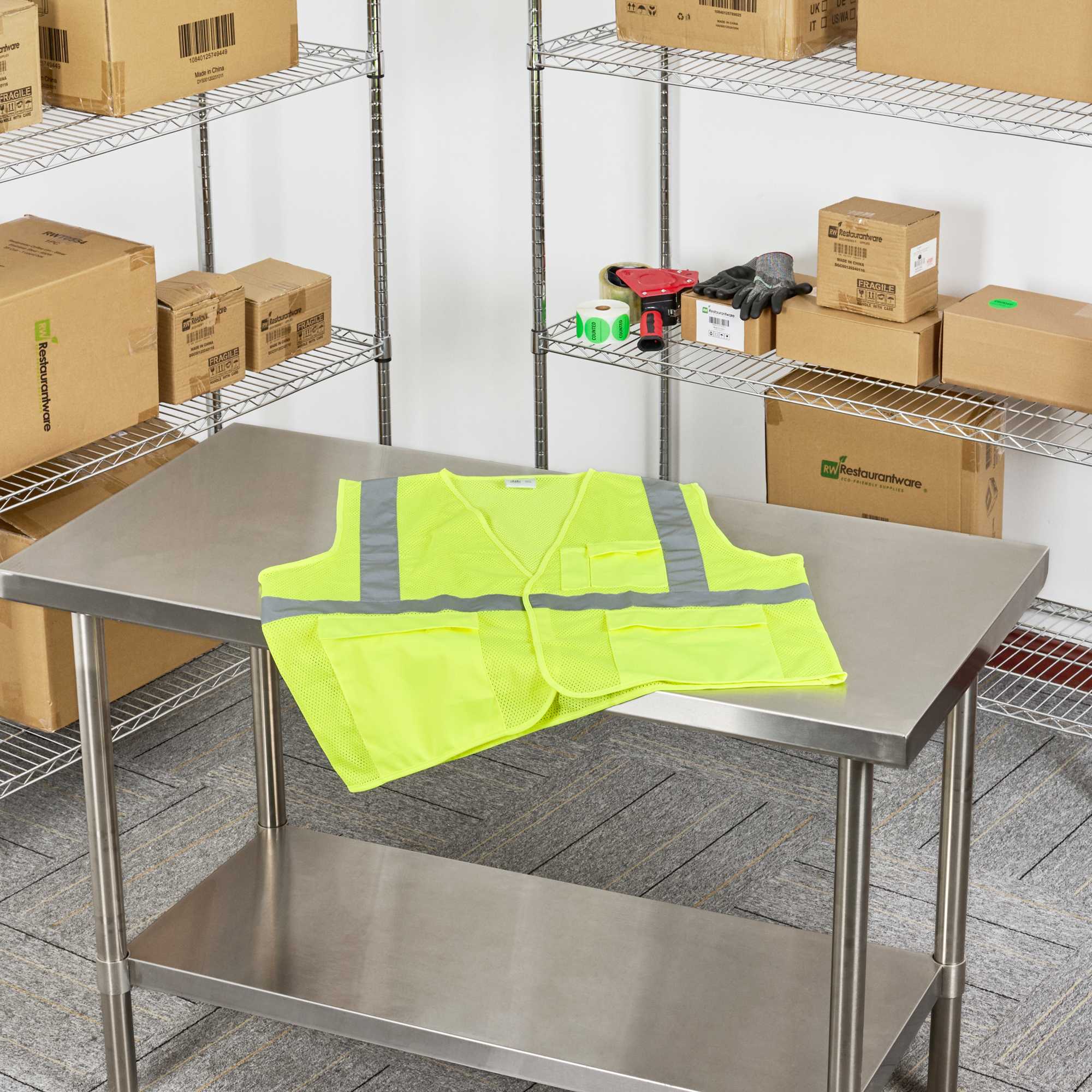 Be Safe Type R Class 2 Lime 2XL/3XL High Visibility Mesh Safety Vest - Hook/Loop Closure, Reflective Tape - 20 count box