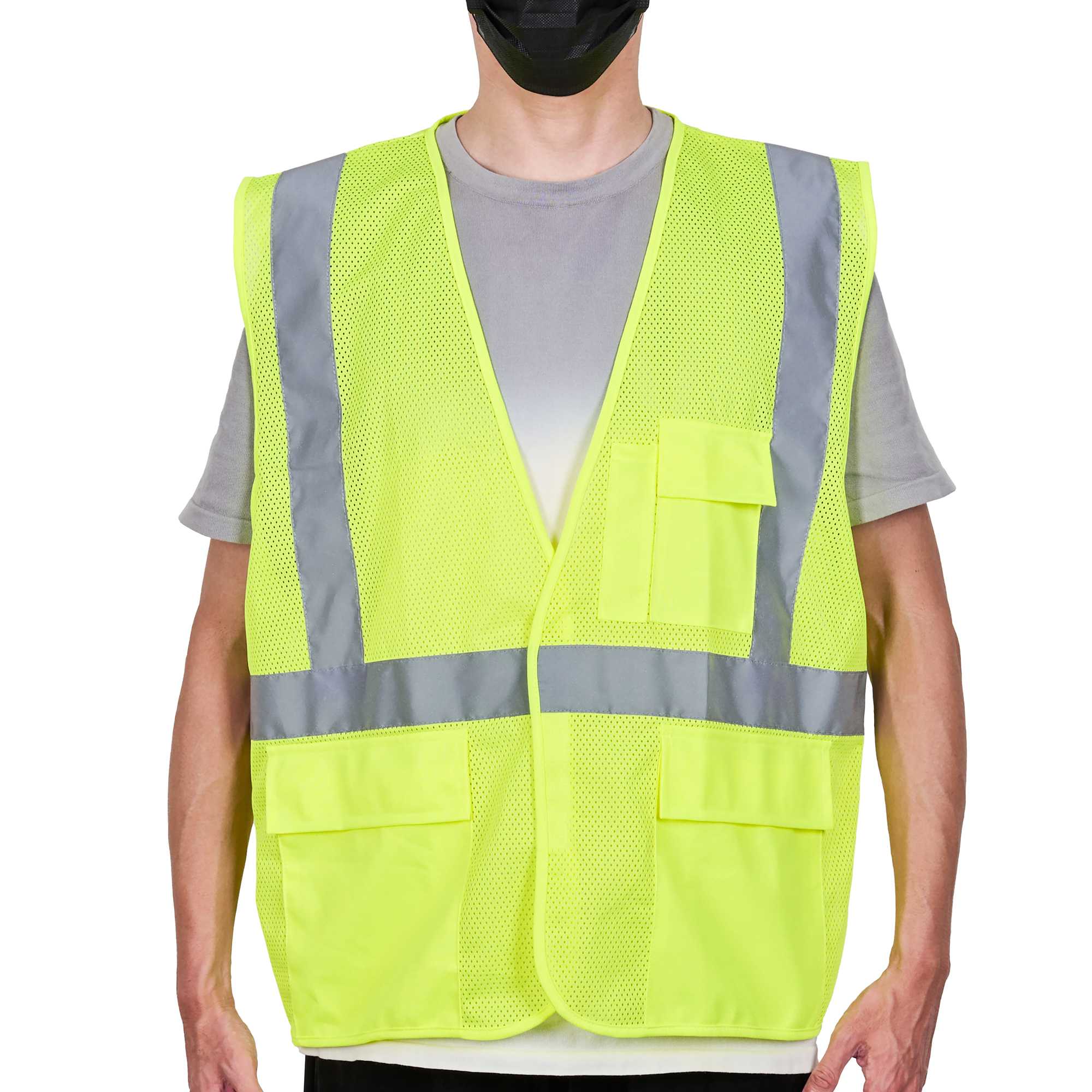 Be Safe Type R Class 2 Lime 2XL/3XL High Visibility Mesh Safety Vest - Hook/Loop Closure, Reflective Tape - 20 count box
