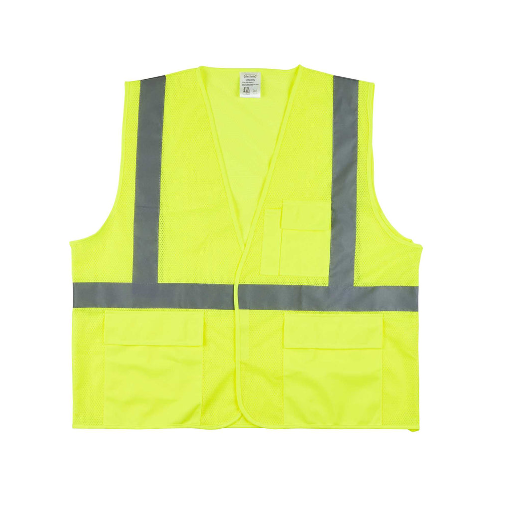 Be Safe Type R Class 2 Lime 2XL/3XL High Visibility Mesh Safety Vest - Hook/Loop Closure, Reflective Tape - 20 count box