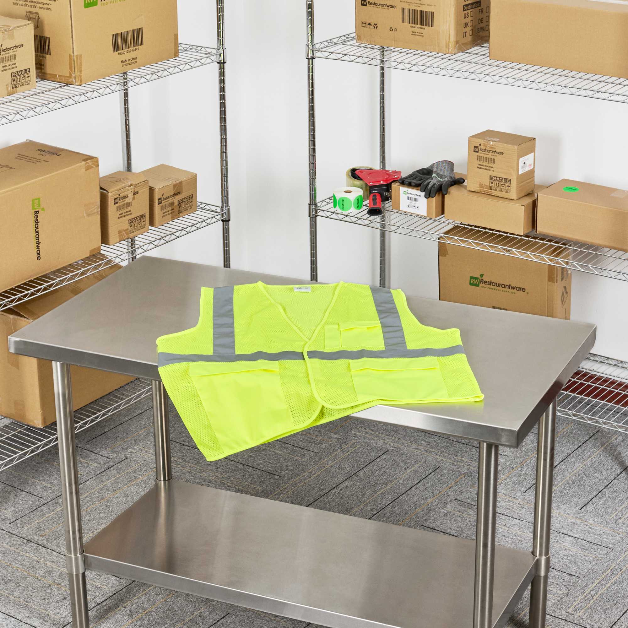 Be Safe Type R Class 2 Lime 4XL/5XL High Visibility Mesh Safety Vest - Hook/Loop Closure, Reflective Tape - 1 count box