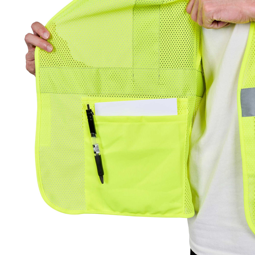 Be Safe Type R Class 2 Lime 4XL/5XL High Visibility Mesh Safety Vest - Hook/Loop Closure, Reflective Tape - 1 count box