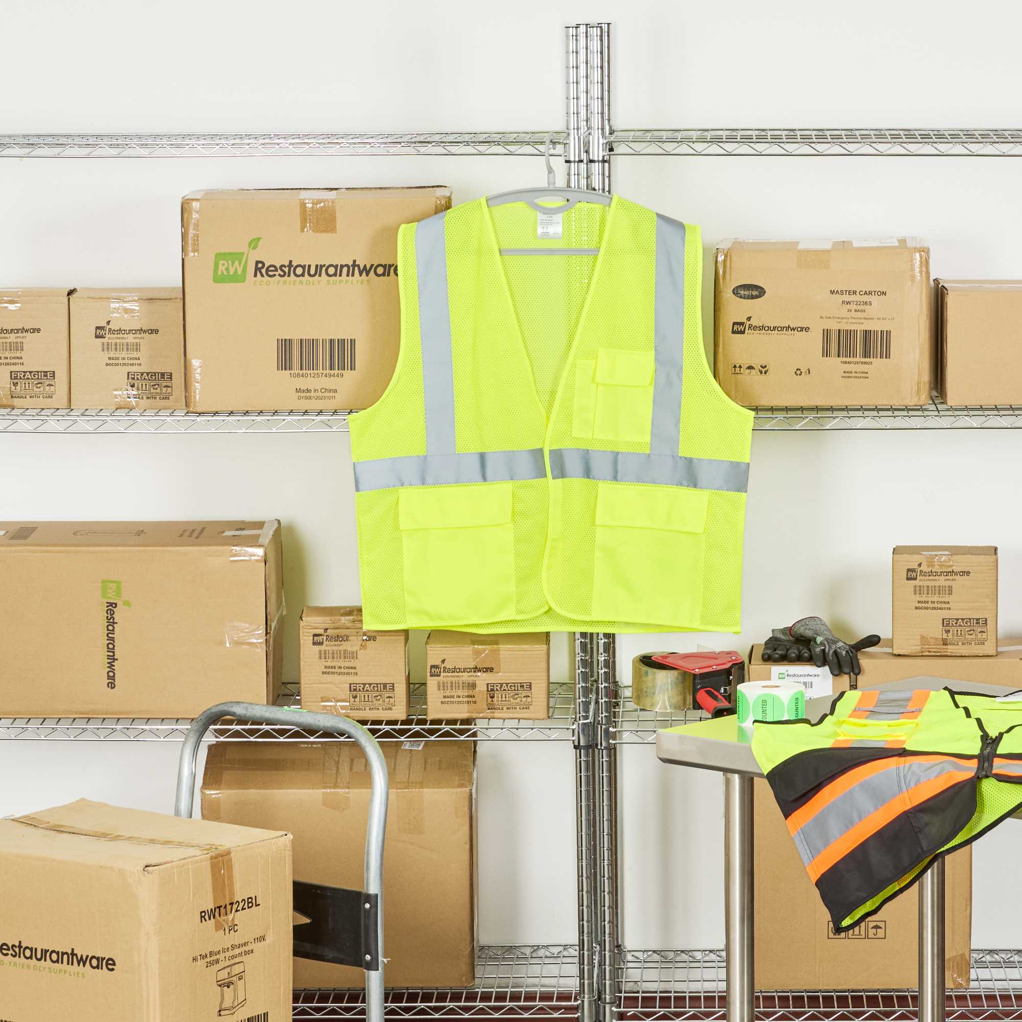 Be Safe Type R Class 2 Lime 4XL/5XL High Visibility Mesh Safety Vest - Hook/Loop Closure, Reflective Tape - 1 count box