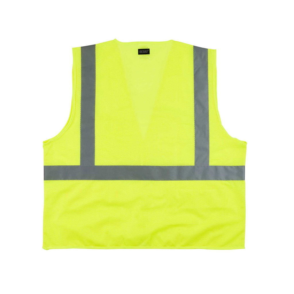 Be Safe Type R Class 2 Lime 4XL/5XL High Visibility Mesh Safety Vest - Hook/Loop Closure, Reflective Tape - 20 count box