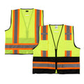 Be Safe Type R Class 2 Lime S/M Deluxe High Visibility Safety Vest - Zipper Closure, Black Panel, Reflective Tape - 20 count box