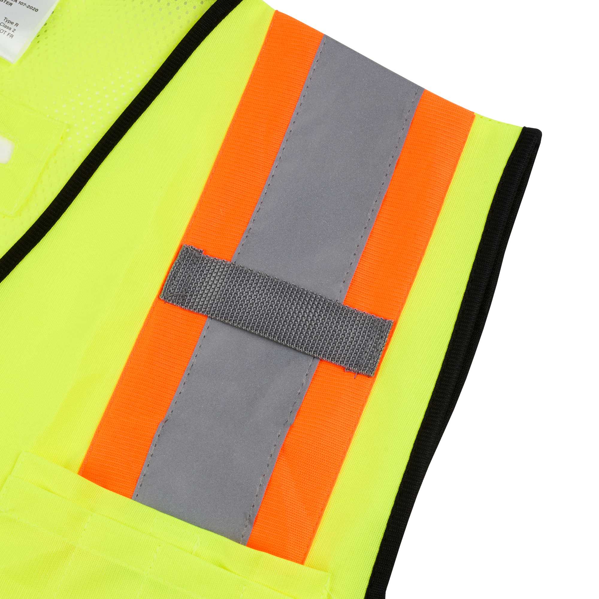 Be Safe Type R Class 2 Lime S/M Deluxe High Visibility Safety Vest - Zipper Closure, Black Panel, Reflective Tape - 20 count box