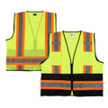 Be Safe Type R Class 2 Lime 2XL/3XL Deluxe High Visibility Safety Vest - Zipper Closure, Black Panel, Reflective Tape - 1 count box