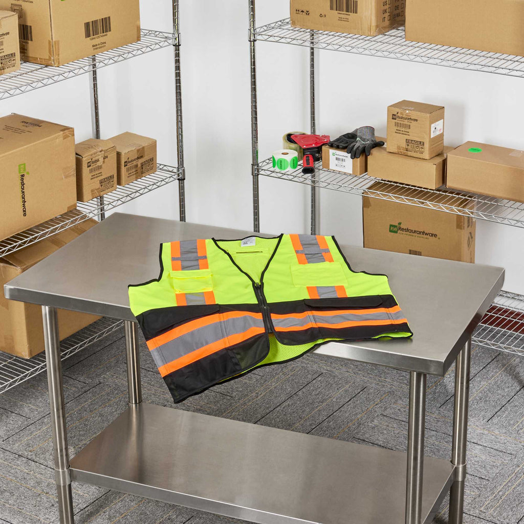 Be Safe Type R Class 2 Lime 2XL/3XL Deluxe High Visibility Safety Vest - Zipper Closure, Black Panel, Reflective Tape - 1 count box