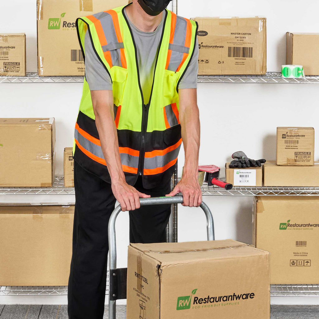 Be Safe Type R Class 2 Lime 2XL/3XL Deluxe High Visibility Safety Vest - Zipper Closure, Black Panel, Reflective Tape - 1 count box