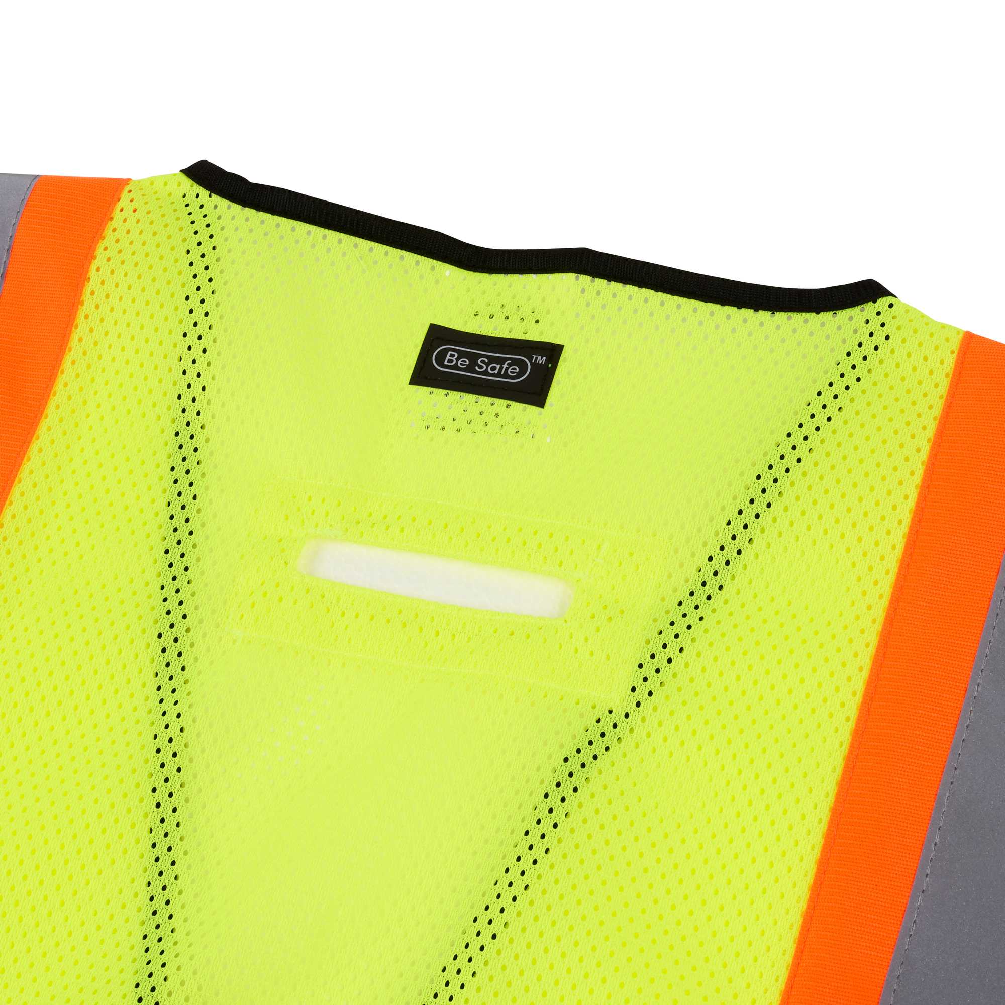 Be Safe Type R Class 2 Lime 4XL/5XL Deluxe High Visibility Safety Vest - Zipper Closure, Black Panel, Reflective Tape - 20 count box
