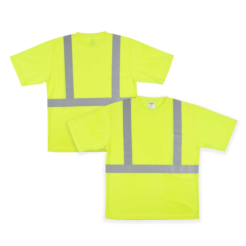 Be Safe Type R Class 2 Lime M High Visibility Mesh Safety Shirt - Short Sleeve, Reflective Tape - 20 count box