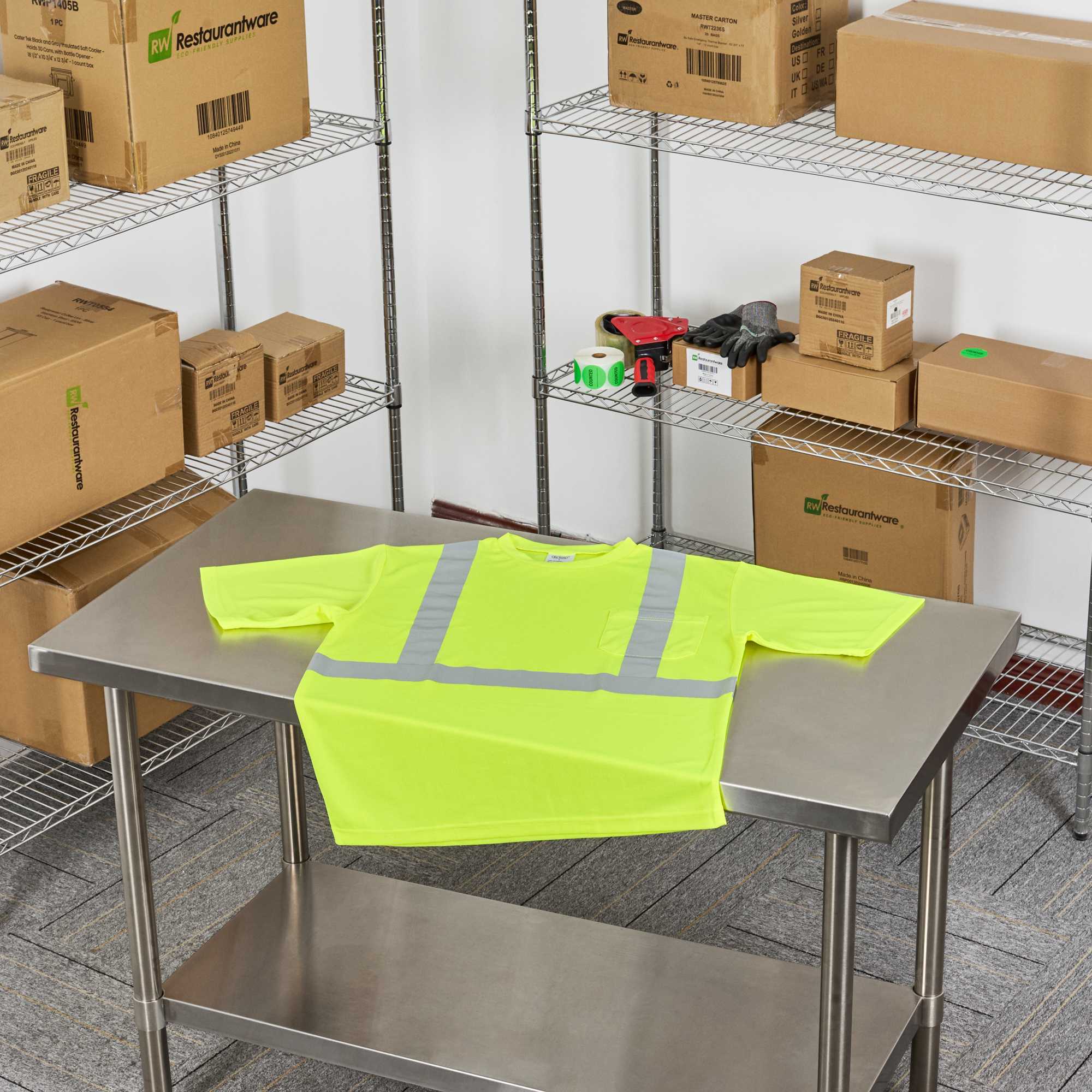 Be Safe Type R Class 2 Lime M High Visibility Mesh Safety Shirt - Short Sleeve, Reflective Tape - 20 count box