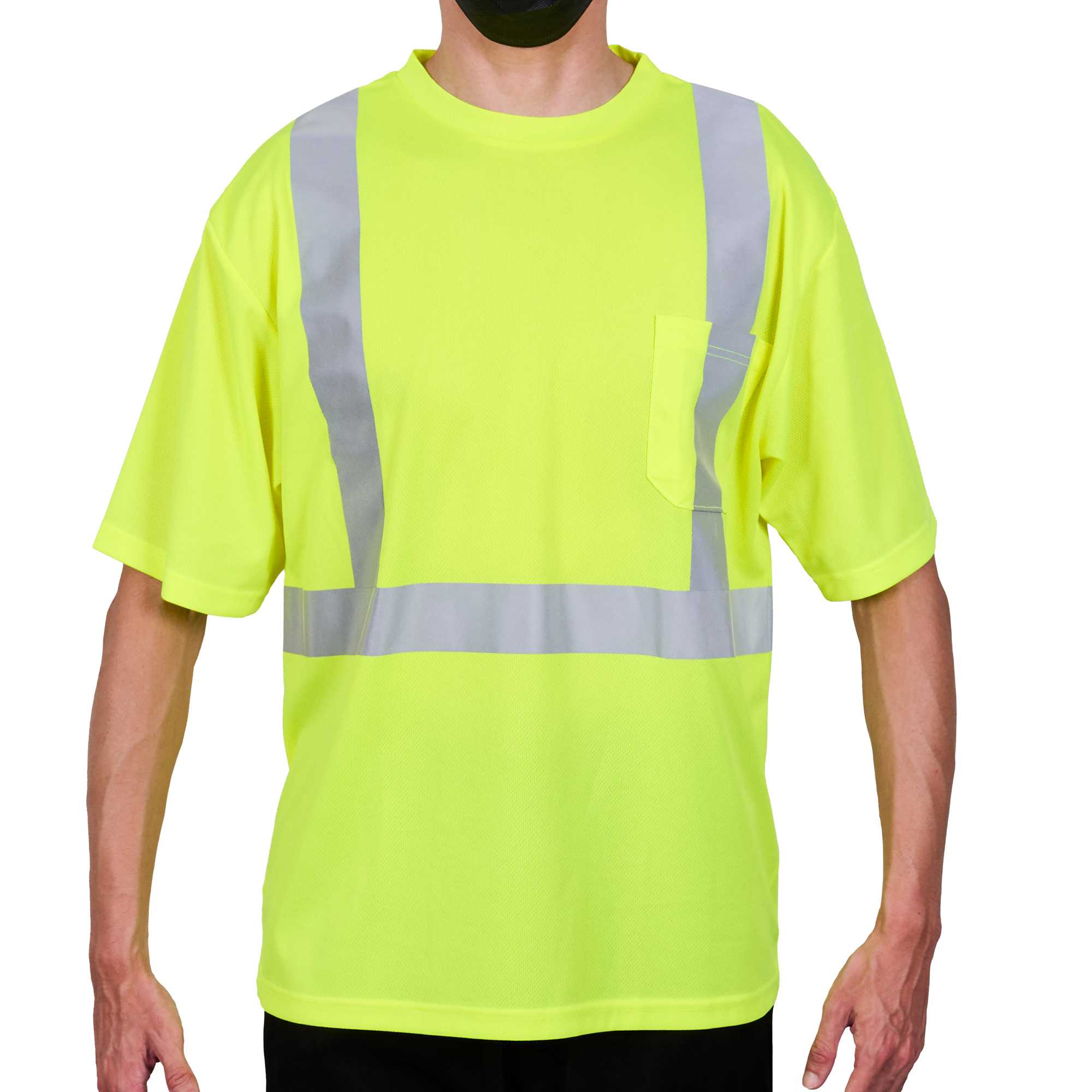 Be Safe Type R Class 2 Lime L High Visibility Mesh Safety Shirt - Short Sleeve, Reflective Tape - 1 count box