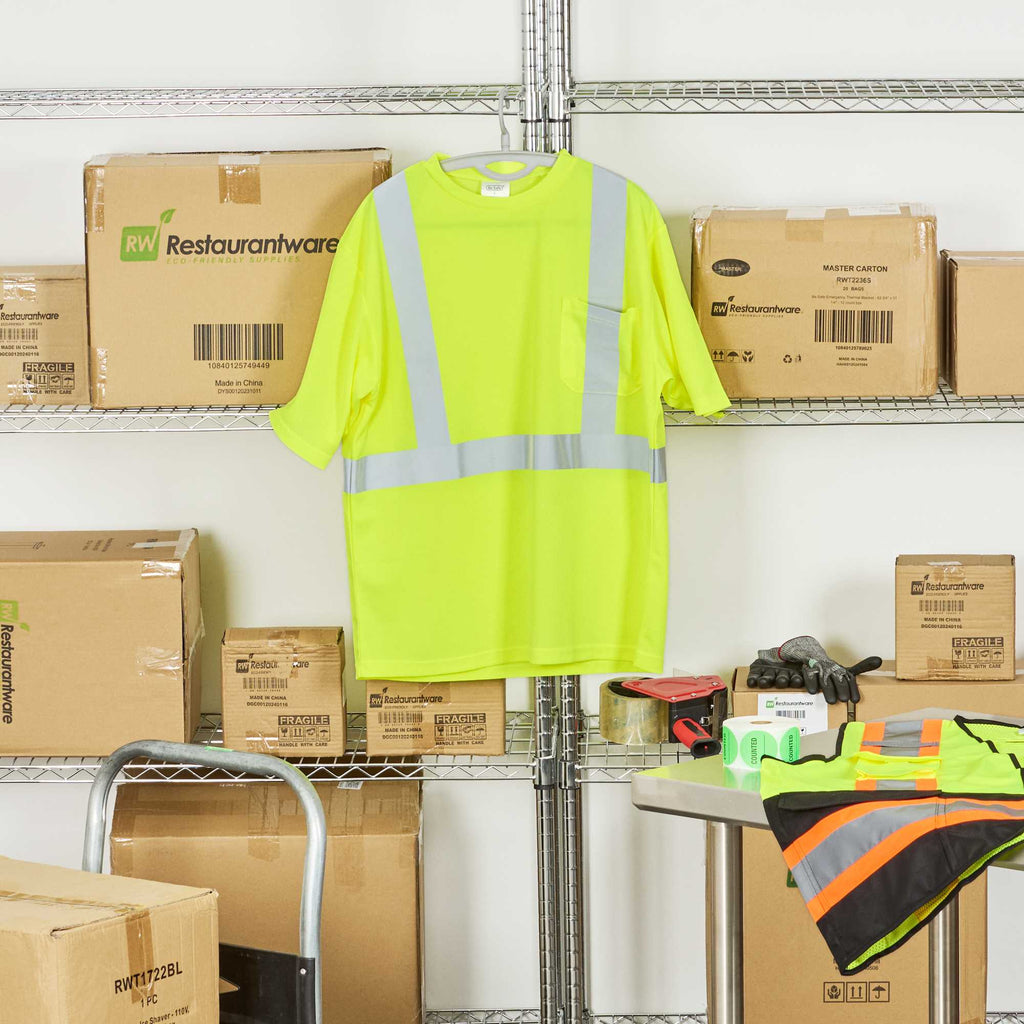 Be Safe Type R Class 2 Lime L High Visibility Mesh Safety Shirt - Short Sleeve, Reflective Tape - 1 count box