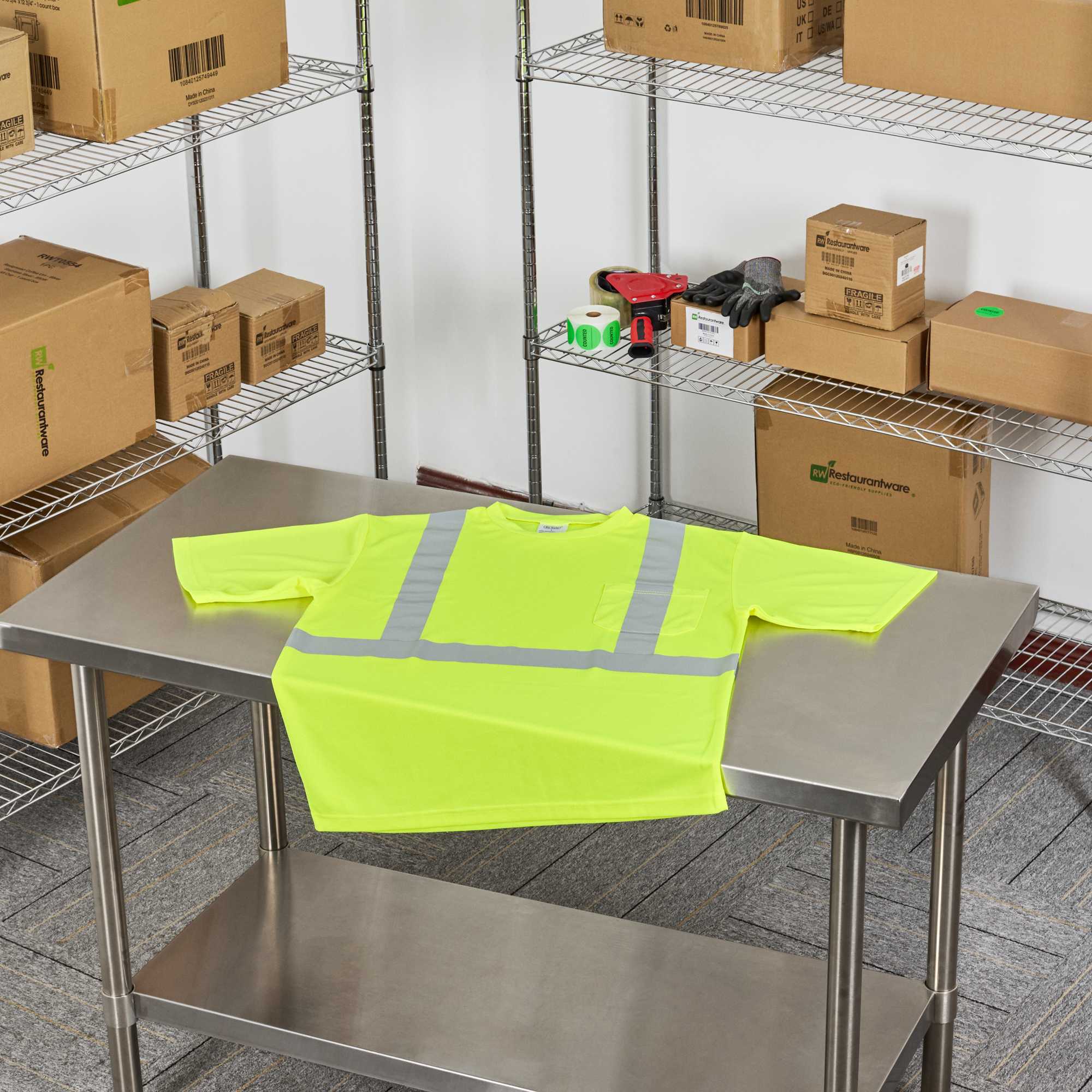Be Safe Type R Class 2 Lime L High Visibility Mesh Safety Shirt - Short Sleeve, Reflective Tape - 20 count box
